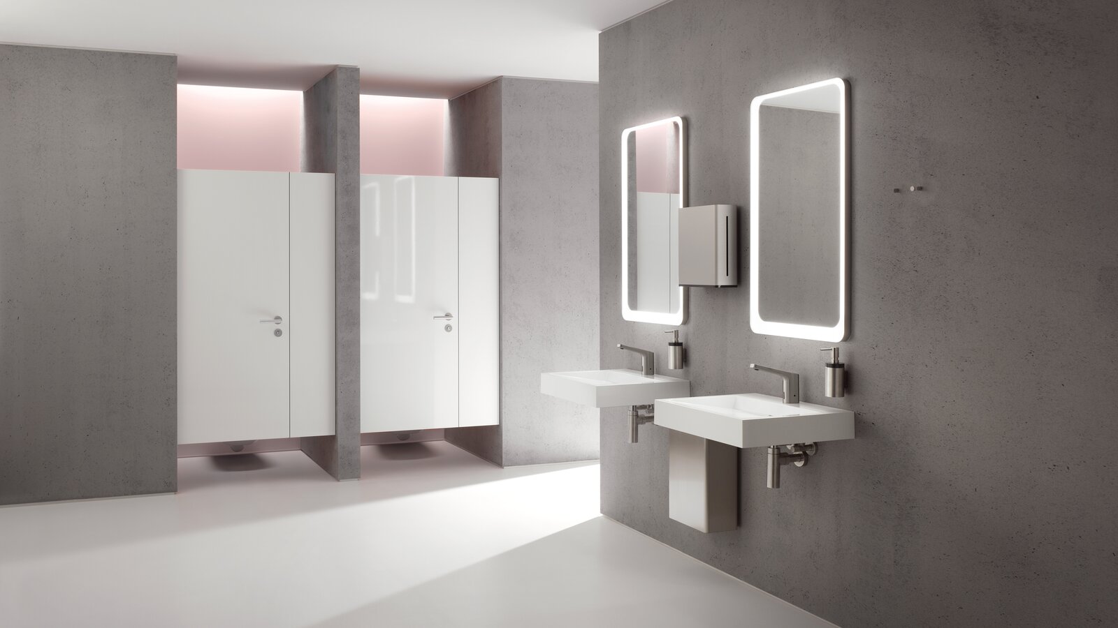 HEWI öffentliches WC Edelstahl matt Öffentliches WC ausgestattet mit HEWI System 162 in Edelstahl matt