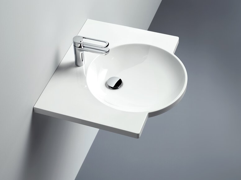 HEWI Waschtisch HEWI Waschtisch mit rundem Becken und Einhebelarmatur in Chrom